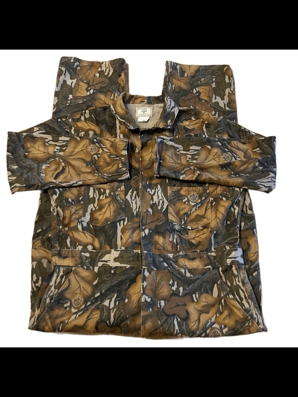 VTG Mossy Oak Coveralls Mens Large Regular Fall Foliage Camo Hunting USA Made